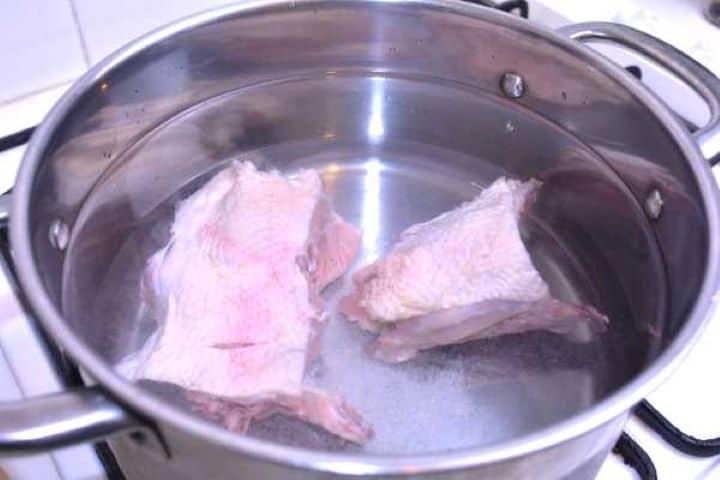 Broth Boiling Chicken Bones in the Pot
