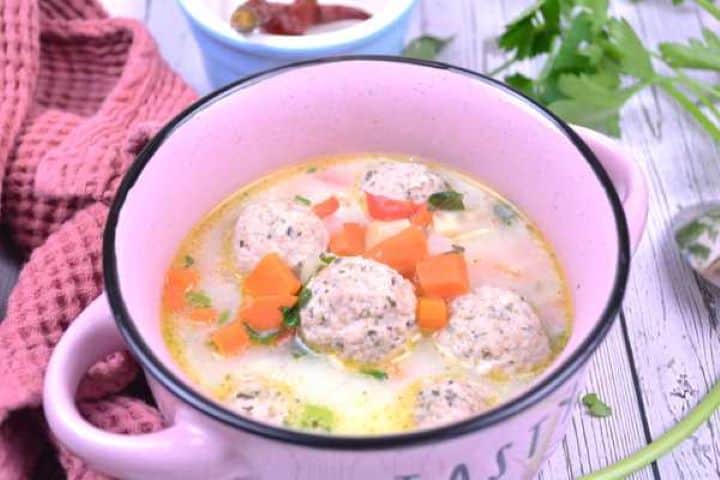 Serve Romanian Meatball Soup Served In Little Pot With Chili
