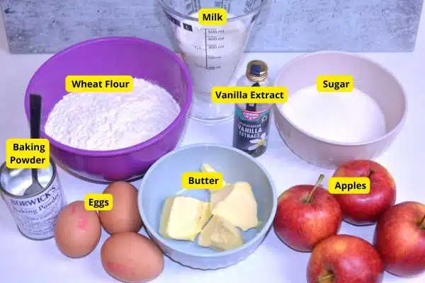 Easy Apple Cake Recipe-Ingredients on the Table