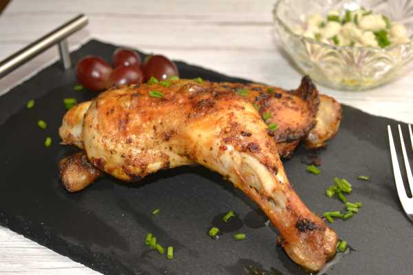 Air Fryer Chicken Legs-Served on Slate Platter