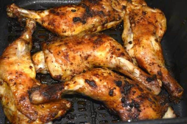ready Air Fryer Whole Chicken Legs Ready to Serve in the Air Fryer Basket