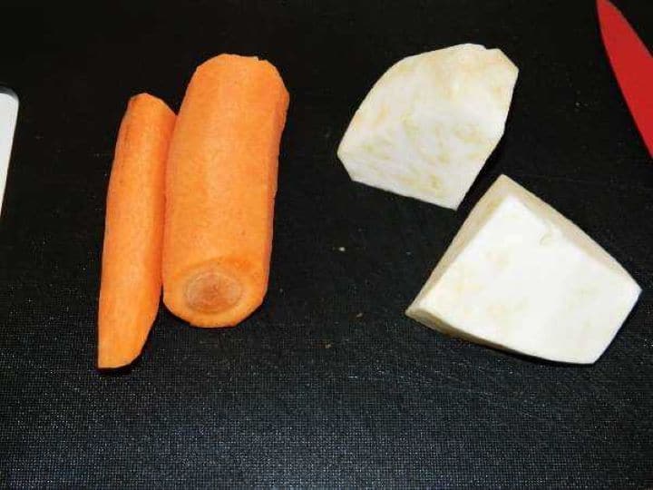 Carrots and Celery Root on the Chopping Board