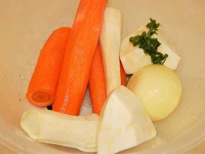 Cleaned and Peeled Vegetables in the Bowl