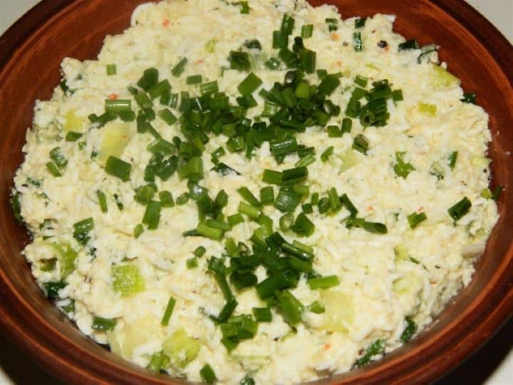 Classic egg salad ready No Mayo Hungarian Egg Salad Ready to Serve in the Bowl