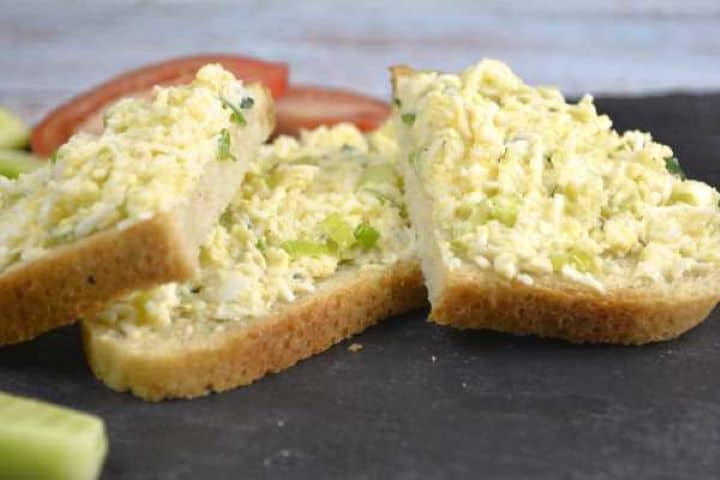 Classic egg salad sandwich Hungarian Egg Salad Served on Bread With Tomatoes