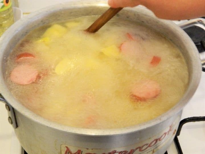 Boiling potato soup Boiling Potatoes Soup in the Pot