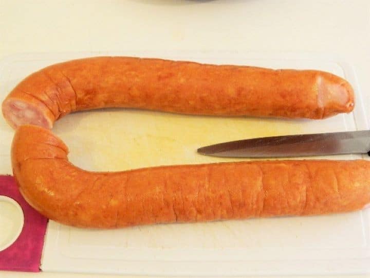 Smoked sausage Smoked Sausage on Chopping Board