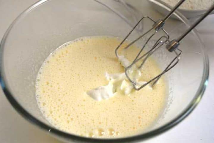 Beaten Eggs and Greek Yogurt in the Bowl