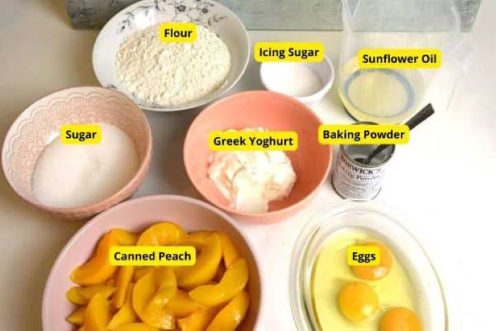Old Fashioned Transylvanian Peach Cake Ingredients on the Table