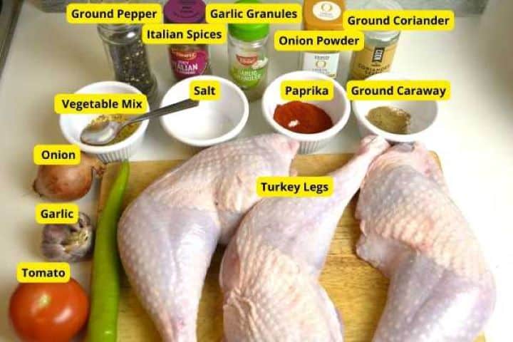 ingredients Slow Roasted Turkey Legs Recipe Ingredients on the Table