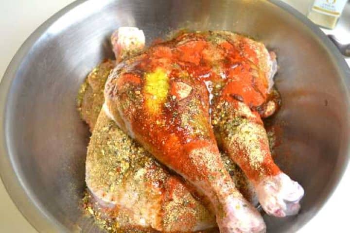 seasoning Seasoning the Turkey Legs in the Bowl