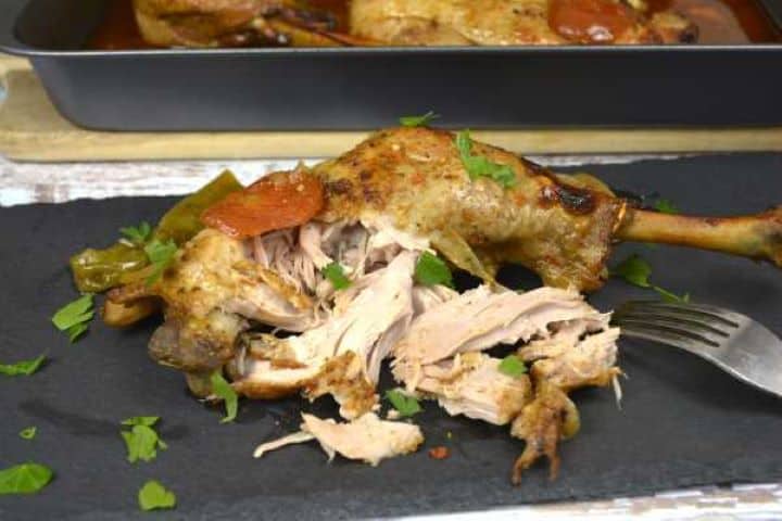 serve Slow Roasted Turkey Legs Served on the Platter