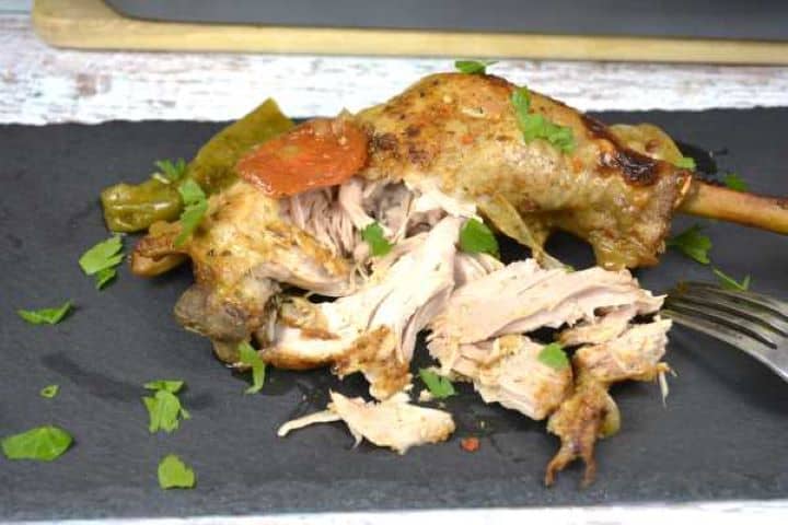 served Fall of the Bone Slow Roasted Turkey Legs Served on the Platter