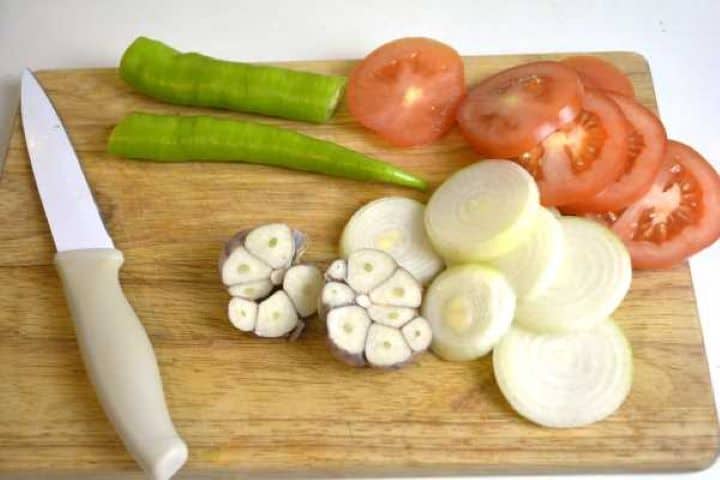 Sliced Vegetables on the Cutting Board
