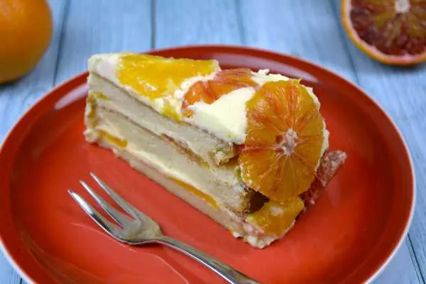 Upside Down Orange Cake-Orange Cake Slice on the Plate