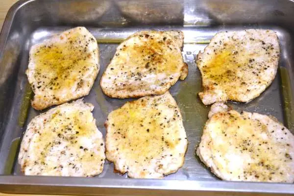 Cheesy Pork Chops-Fried Chops in the Baking Tray