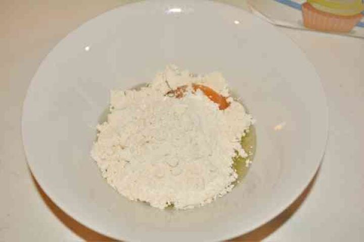 Best Mushroom Soup Recipe-One Egg and Wheat Flour in the Bowl One egg and wheat flour in the small bowl.