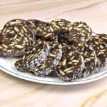 Chocolate Biscuit Roll-Slices Served on White Plate