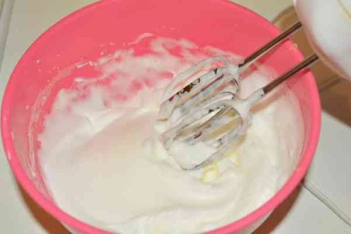 Noodle Kugel With Raisins-Egg Whites Foam in the Bowl Egg Whites Foam in the Bowl