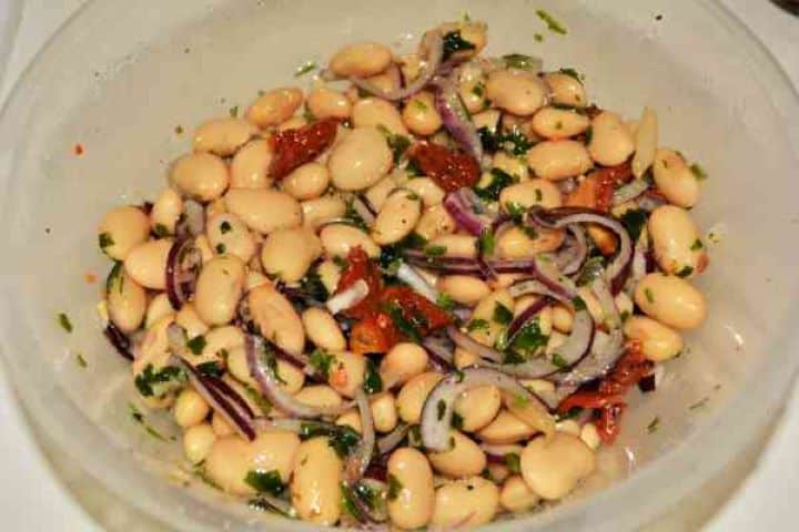 Butter Beans Salad Recipe-Ready to Serve Freshly mixed 15-minute butter bean salad resting in a serving bowl.