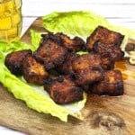 Air Fryer Pork Belly Bites Served on Cutting Board