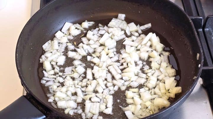 Frying Chopped Onion in the Pan