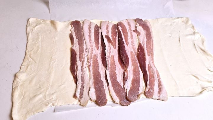 Smoked Bacon Slices on the Puff Pastry