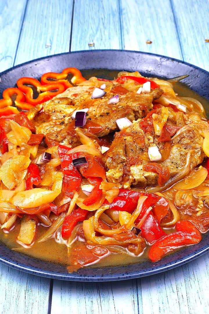 Hungarian Pork Pepper Stew Served on Plate