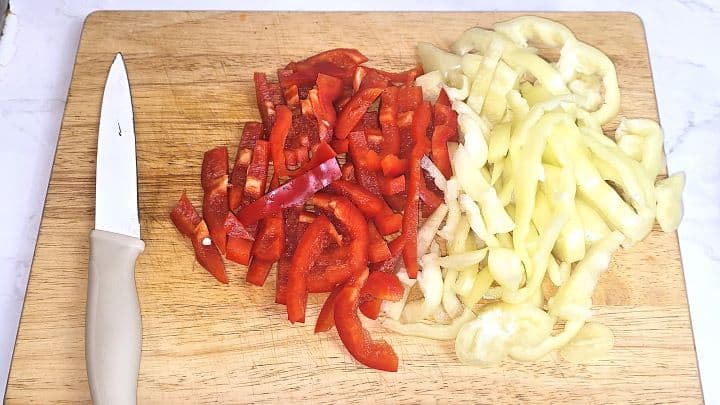 Sliced Peppers on the Chopping Board