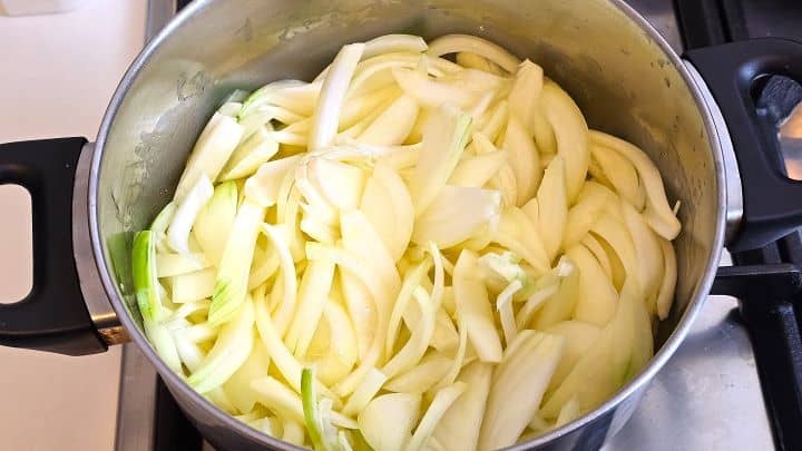 Sauteeing Onions in the Saucepan