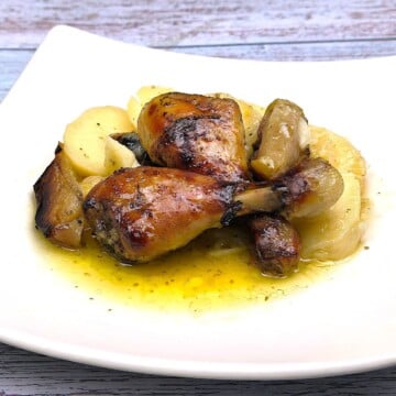 One Pan Chicken and Potatoes Served on Plate