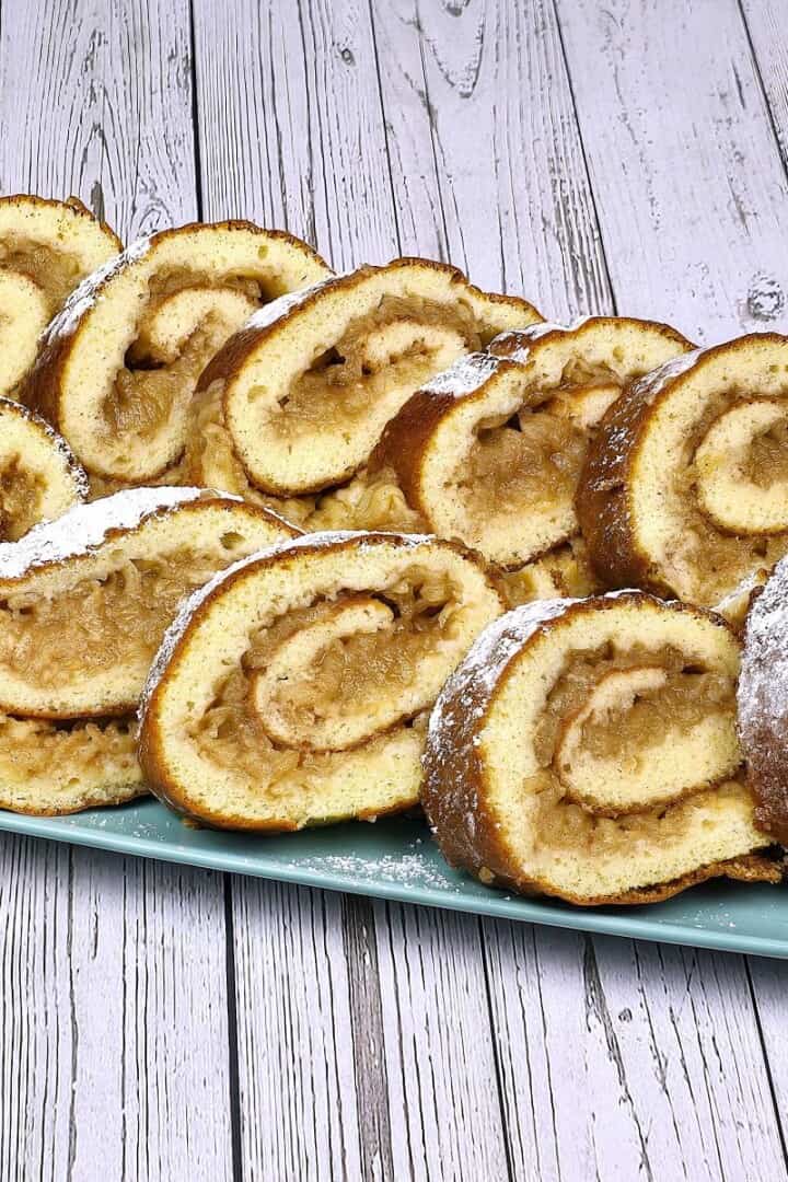 Apple Roulade Slices Served on Plate