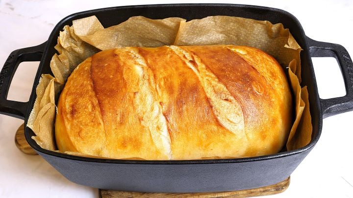 Baked Bread After Forty Minutes in the Cast Iron Dutch Oven