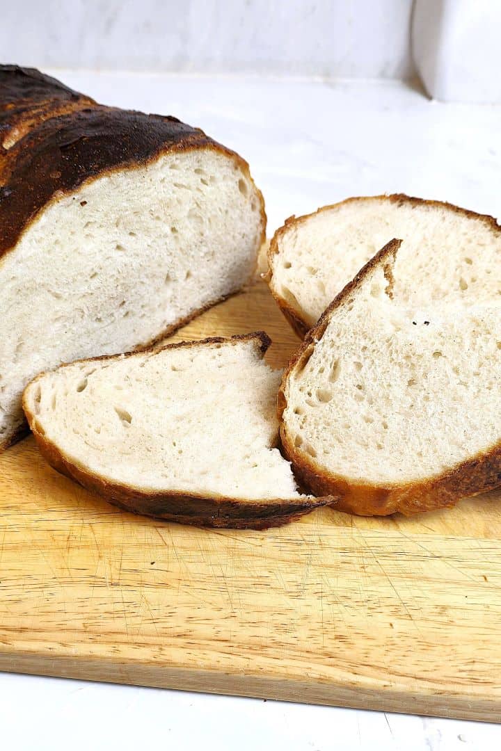 Homemade Potato Bread Sliced on Cutting Board