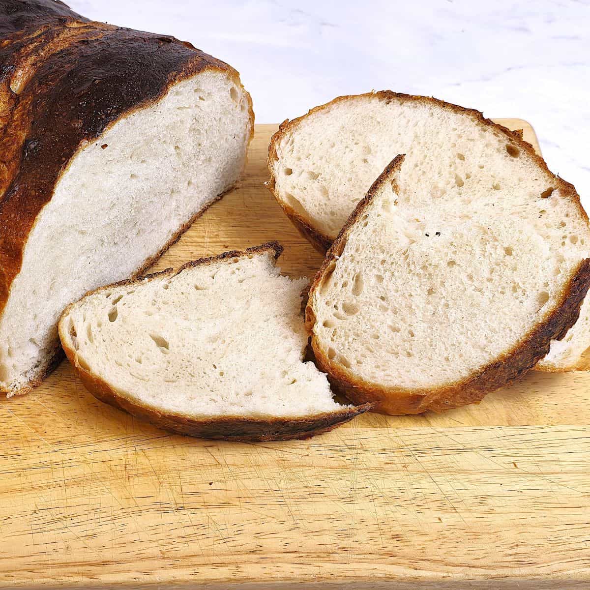 Homemade Potato Bread Recipe Slices on the Cutting Board
