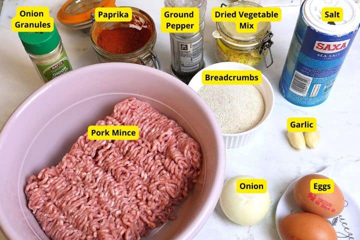 Hungarian Fried Meatballs Ingredients on the Table