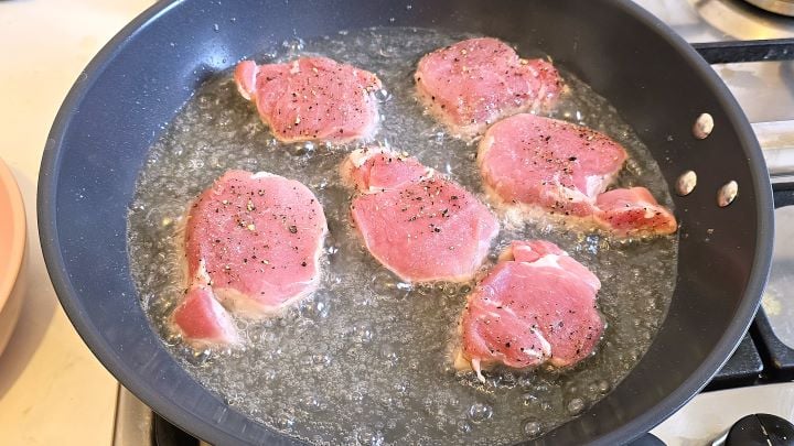 Frying Pork Tenderloin Slices in the Pan