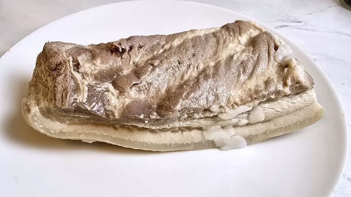 Boiled and Cooled Pork Belly on the Plate