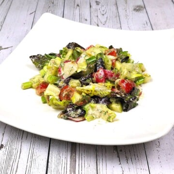 Creamy Greek Yoghurt Salad Served on White Plate