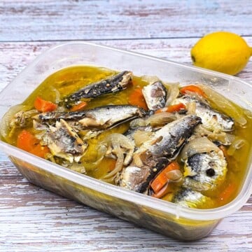 Preserved Sardines Recipe in Olive Oil Served in Plastic Food Container