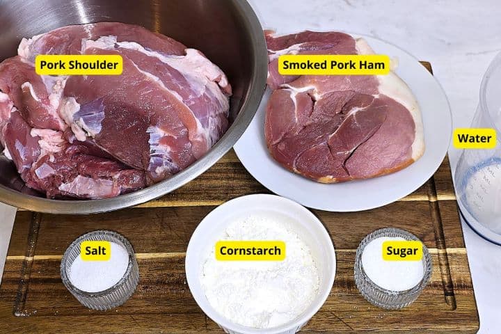 Homemade Pork Spam Recipe Ingredients on the Table