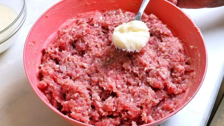 Pork Mince and Lard in the Bowl