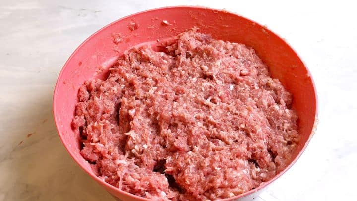 Prepared Pork Mince Mix in the Bowl