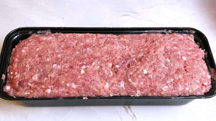 Prepared Pork Mince Mix in the Loaf Tin