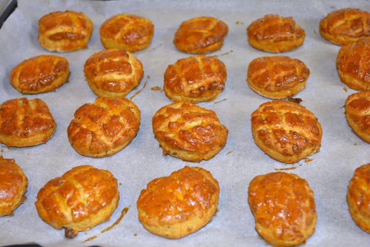 Ready Baked Crackling Scones in the Baking Tray