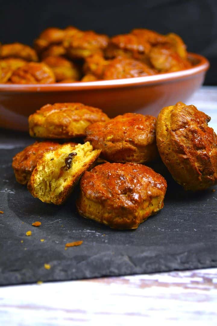 Hungarian Crackling Scones Served on Black Platter