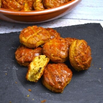 Hungarian Crackling Scones Served on Black Platter