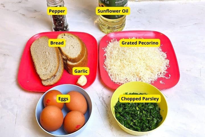 Italian Bread Balls Ingredients on the Table