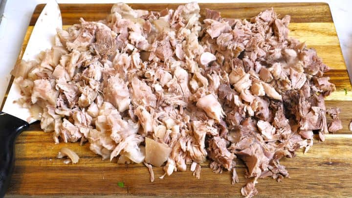 Chopped Boiled Knuckle on the Chopping Board