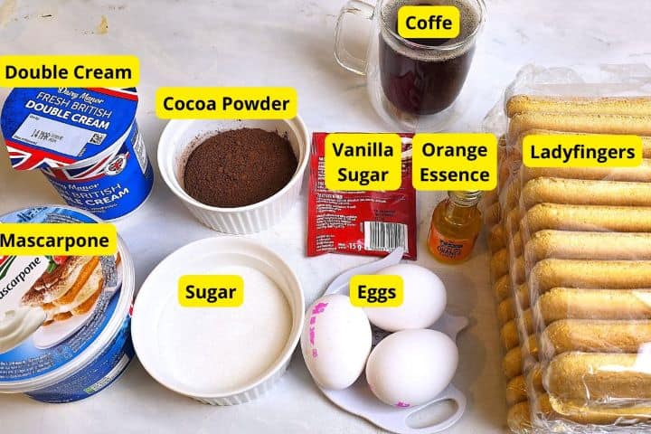 Easy Authentic Tiramisu Recipe Ingredients on the Table